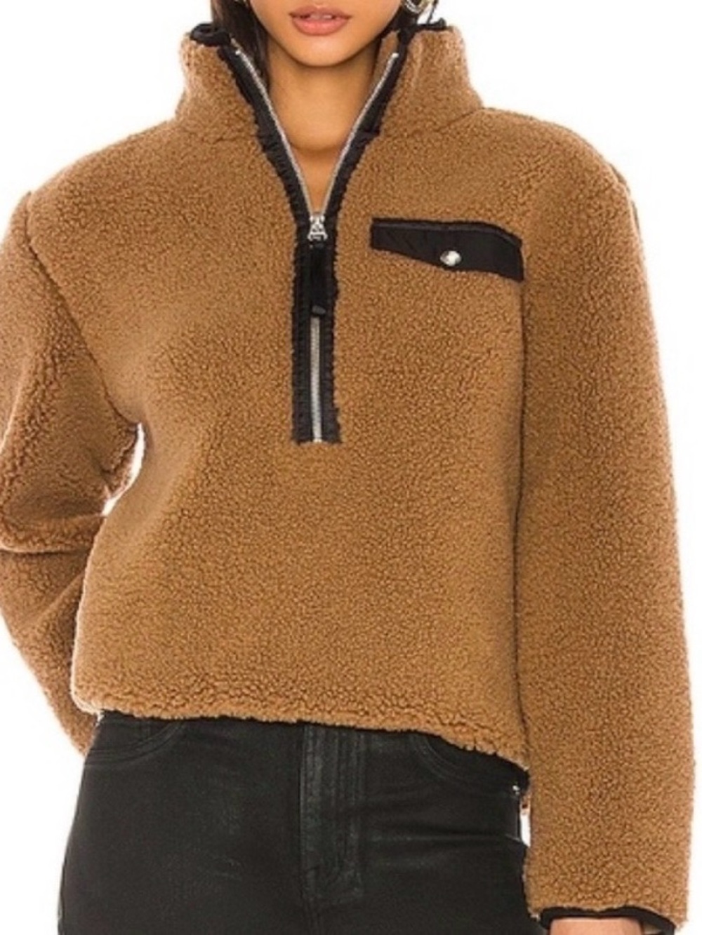 pistola Teddy Fleece Quarter-Zip Pullover - Camel with Black Trim